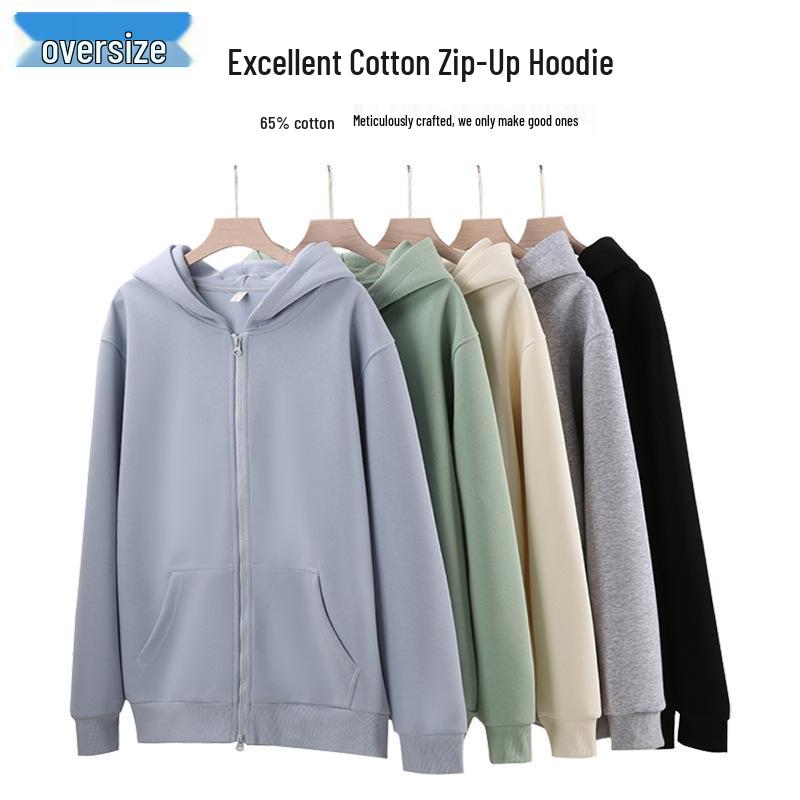 Cross-border Plus Size 420g Unisex Zipper Hoodie with Print Pattern M