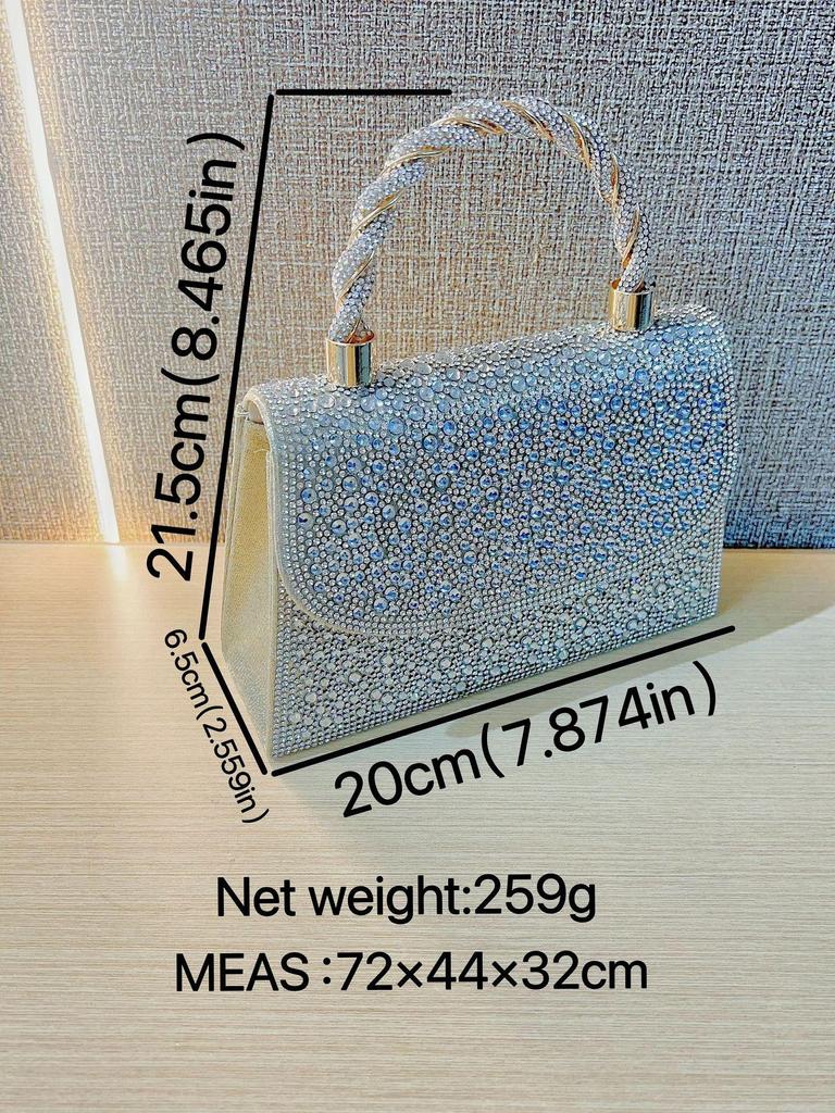 Elegant French Diamond Rhinestone Evening Handbag