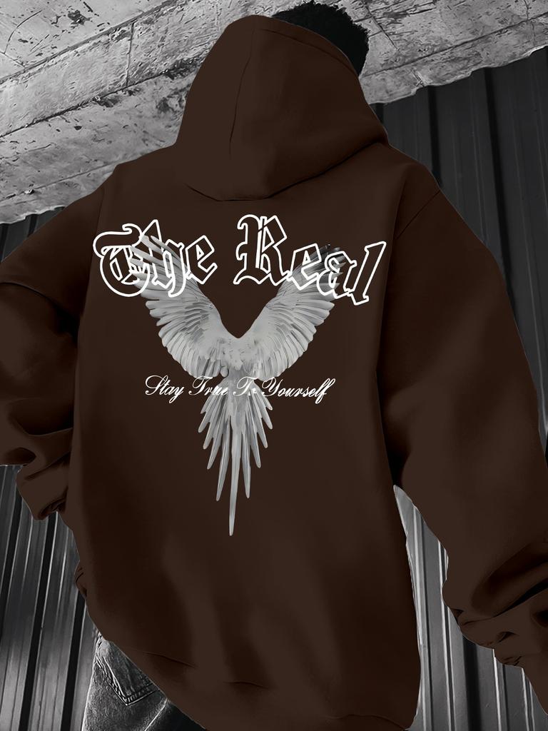 Printed Men's Drawstring Sweatshirt with Kangaroo Pocket Hooded Pullover Sweatshirt