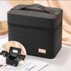 Bolsa de Maquillaje Grande Profesional Moda Organizador Caja de Almacenamiento para Maquillaje Nuevo Red Net Cuadros de Diamantes Hilo Bordado Bolsa de Maquillaje