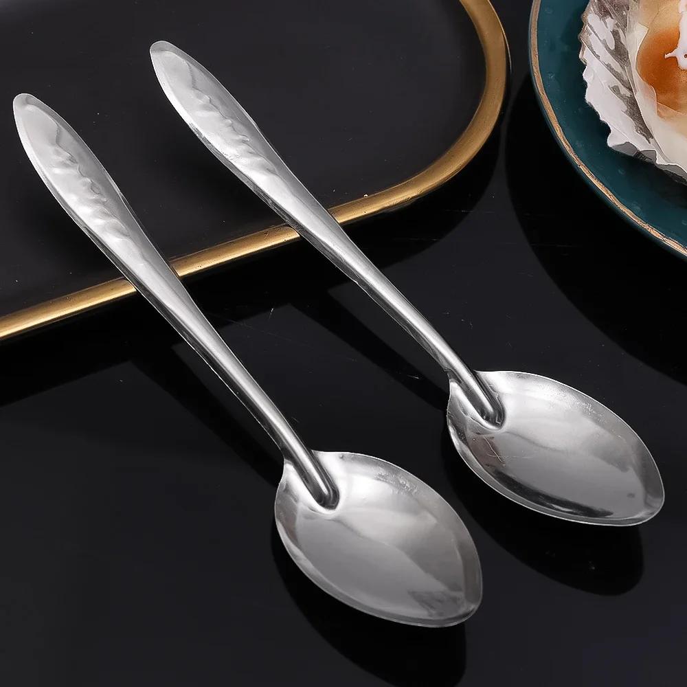 30/5pcs Stainless Steel Spoon Long Handle Soup Spoon Ice Cream Dessert Scoops Milk Coffee Teaspoon Kitchen Tableware Utensils
