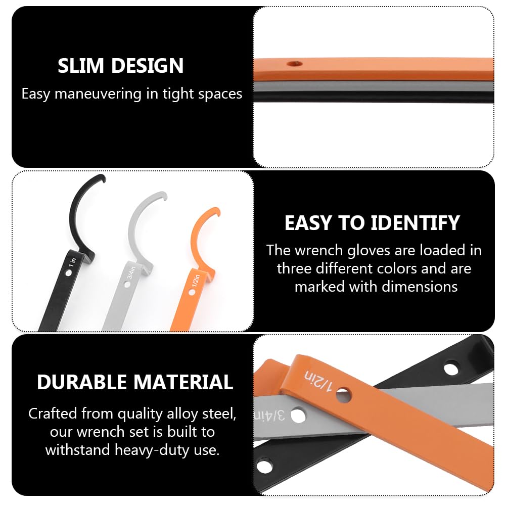 1inch 1/2inch 3/4inch 3PCS Conduit Lockout Wrench C-Shape Alloy Steel Wrench For Tight Spaces Tightening Or Loosening Nuts