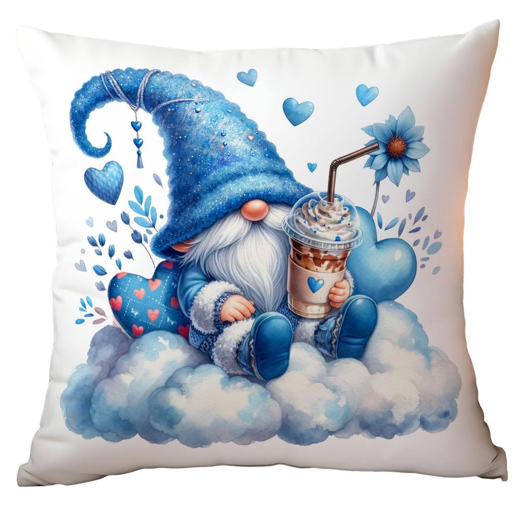 Valentinstag Kissenbezug Blau Aquarell Zwerg Kleiner Mann Kissenbezug Zuhause Sofa Kissenbezug
