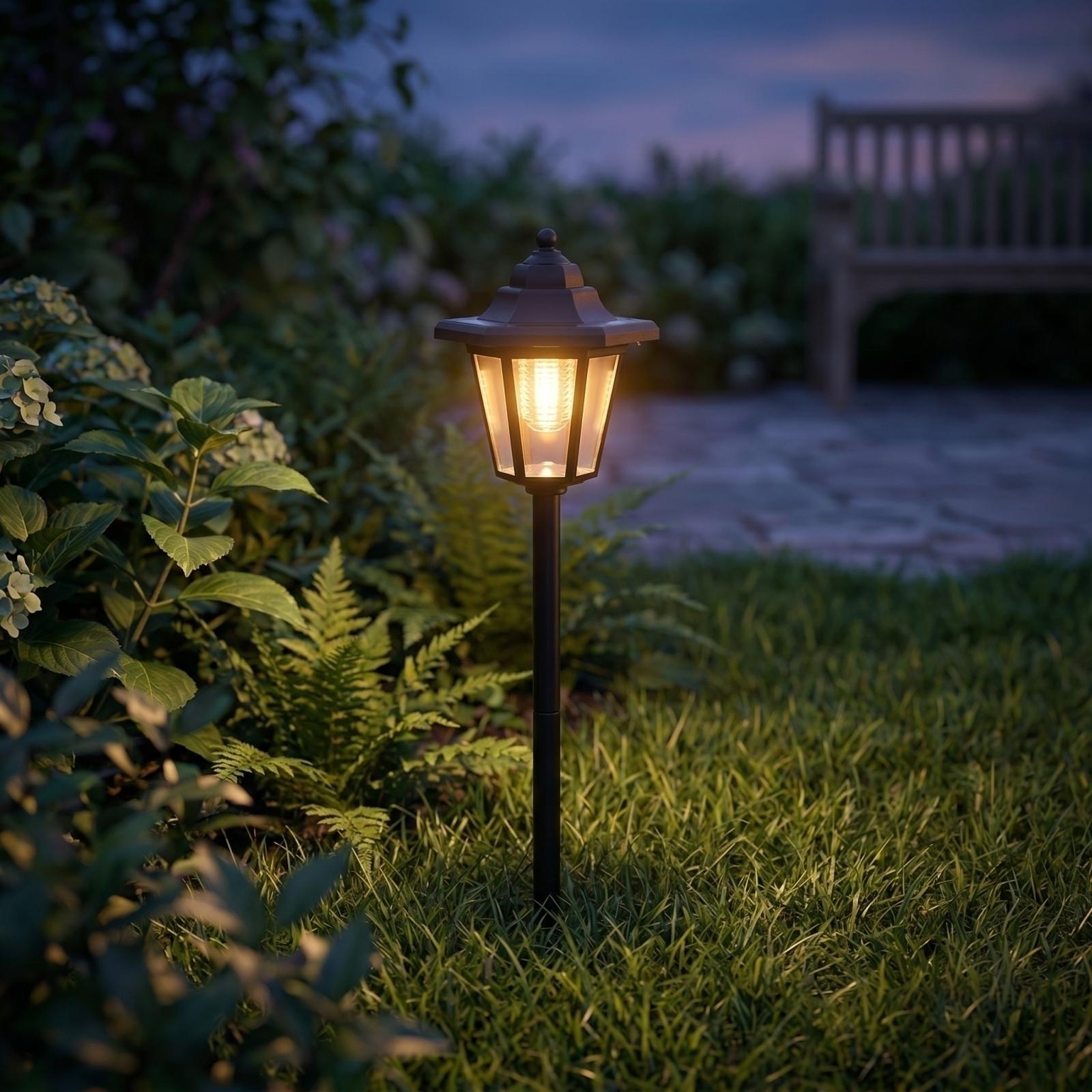

Hexagonal Solar Garden Light Outdoor Yard Pathway Lamp with Stake Waterproof Landscape Lighting for Patio Lawn Walkway one size чорний