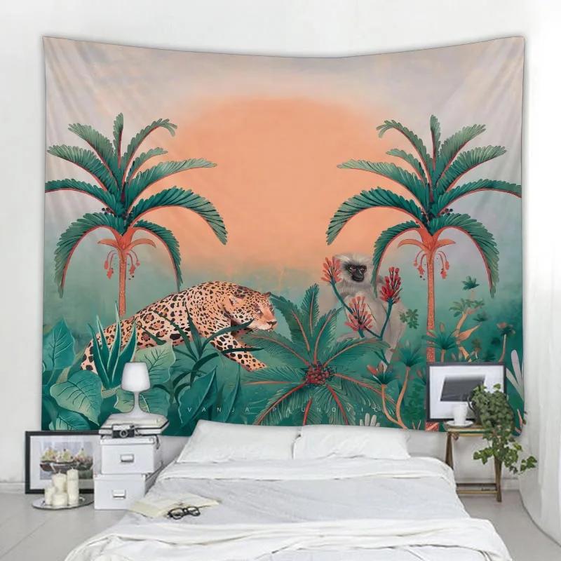 

Tropical Jungle Tapestry Lush Greenery Exotic Birds Unique Wall Art for Home Decor Bedroom Nature Lover Gift 74x94cm(29x37in)