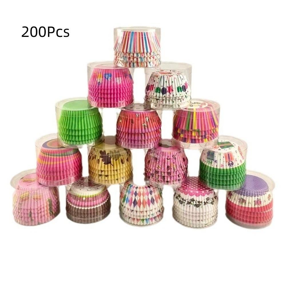 200Pcs Decorative Muffin Cases Disposable Baking Cups Baking Accessories Egg Tart Tray Birthday