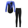Kids Girls Gymnastic Dance Outfit Long Sleeve Shiny Rhinestones Decor Ruffle Trim Leotard with Leggings
