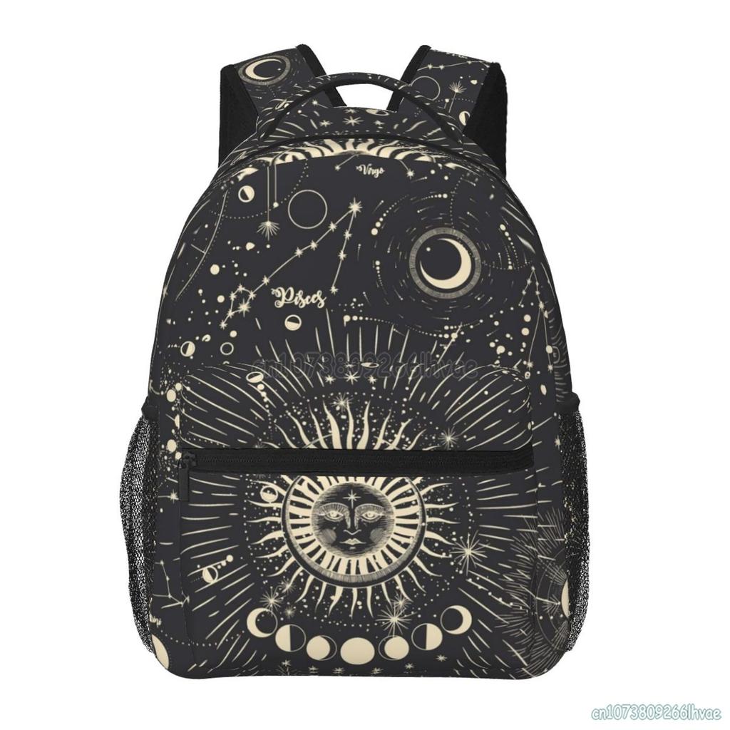 Nebeský vzor Slunce a Měsíc Mystické Goth Kouzelnické Batohy Školní taška Ruksak pro studenty Unisex Měkká záda Cestovní taška