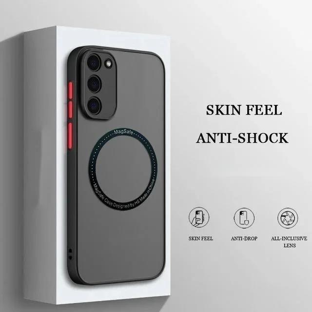 

Матовий чохол Samsung Galaxy S24 S23 S22 Ultra Plus S21 S20 FE для Magsafe Magnetic Charge Бампер протектор камери Фундаментальна кришка S23 чорний