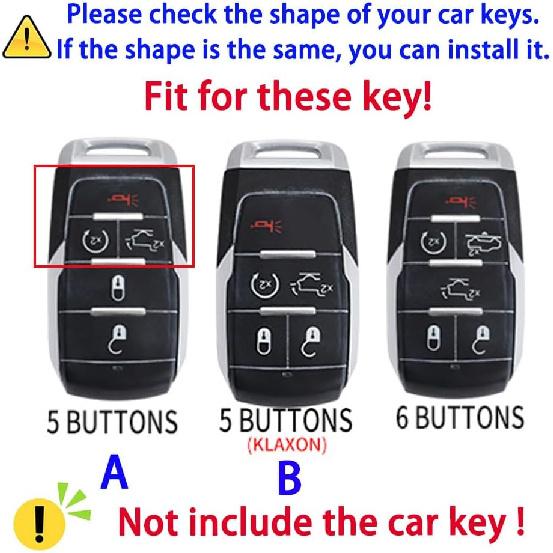 Premium Metal Car Key Fob Case Cover Compatible With Dodge Ram 1500 2500 3500 5 Buttons B Black Left Ho