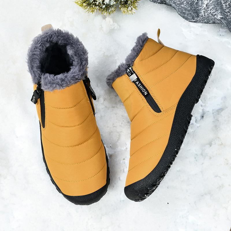 Zipper Cotton Shoes Men's Plush Snow Boots Waterproof Boots Winter Non-slip Outdoor Casual Shoes Short Boots