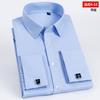 Men'S French Cufflink Shirt With Slim Fit And Contrasting Color Collar, Windsor Collar, Striped Formal Long Sleeved Shir