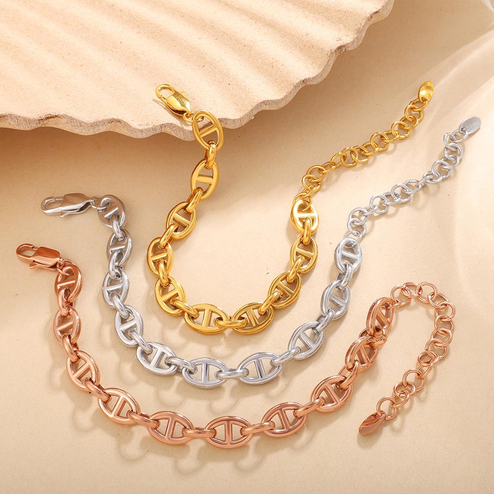 European and American Multi-color Simple Personalized Collarbone Chain Bracelet Trend Versatile Design Jewelry Set
