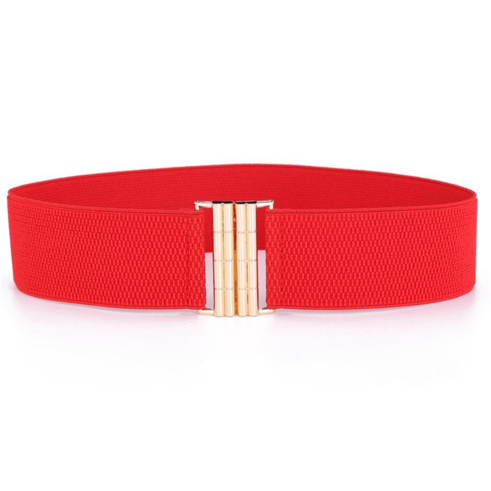 

Wide Waist Strap Metal Buckle Waist Belts Exquisite Stretch Waistband Clothing Decoration червоний