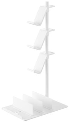 Yamazaki Smart Game Console Controller Stand with Movable W15 X D21 X Charges While Adjustable Height and Model 1686 & Dividers, White, H40.8cm,