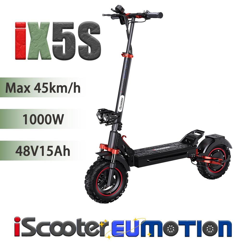 iScooter iX5S Off-Road Electric Scooter 1000W Motor, Up to 45km/h, 48V15Ah Battery, Full Suspension, 11" Pneumatic Tires, Disc Brakes, Cruise control