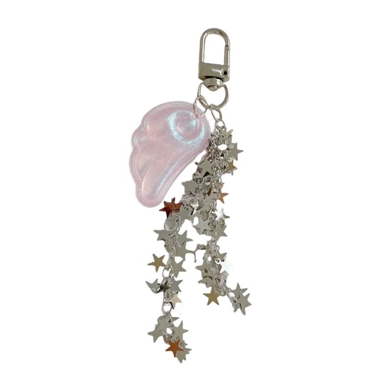Elegant Y2K Inspired Keychain Pendant Accessory Combining Stars Angel Wing Ideal For Bags Keys Or Gift Giving