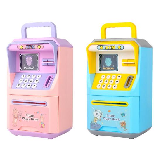 Kids Piggy Bank Portable Handle Built-in Music Digital Password Simulation Face Recognition Save