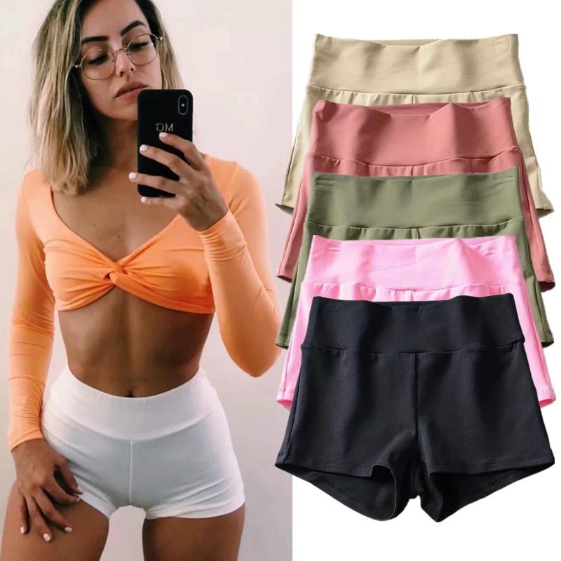Pantaloncini Sportivi Retro Stile Europeo e Americano a Vita Alta Stretti per un Look Snello