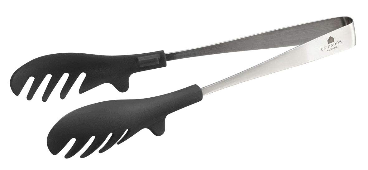

Oaks Uchicook One-Handed Easy-Cooking Tongs, Black, Made in Japan, UCS4BK