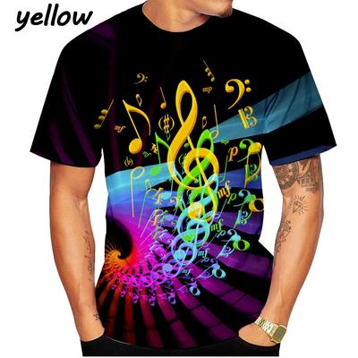 Men's Women's T-shirt Fashion Casual Fun Round Neck Art Design T-shirt New 3D Printing Music Note Summer