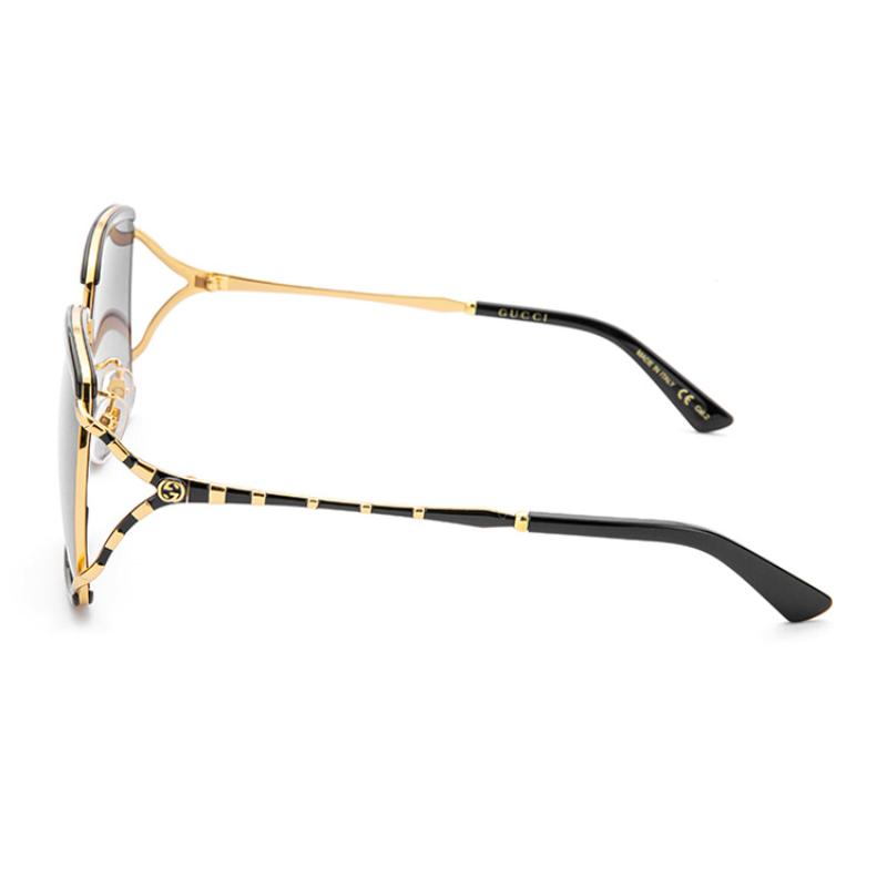 GUCCI Vintage Fashion Butterfly Square Frame Sunglasses Grey Gold Plate Frame Square Sunglasses Women's