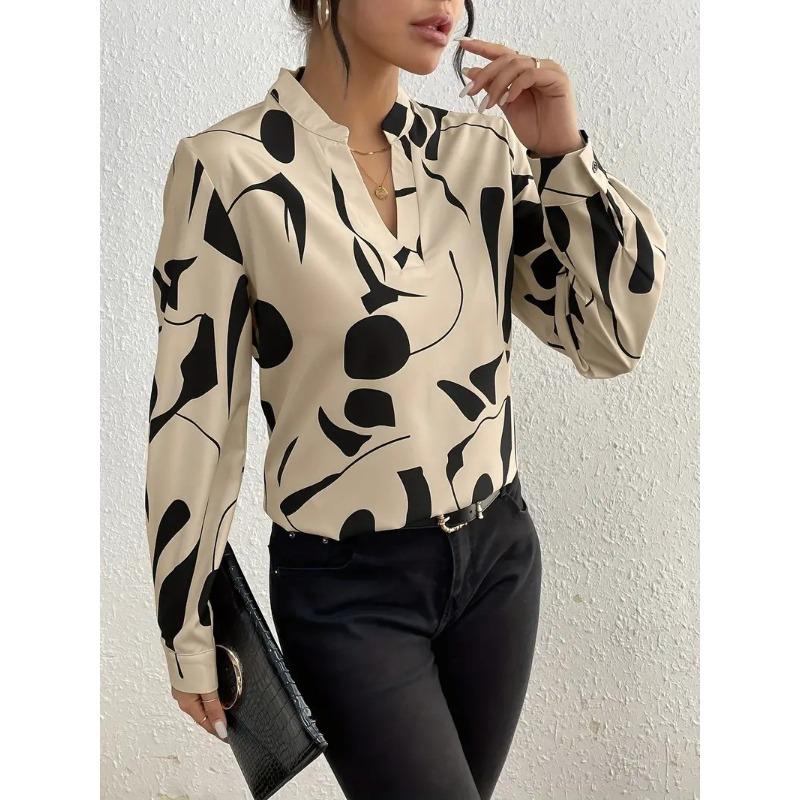 IHUASU Women's Fashion Casual Long Sleeve V Neck Blouses & Shirts International design
