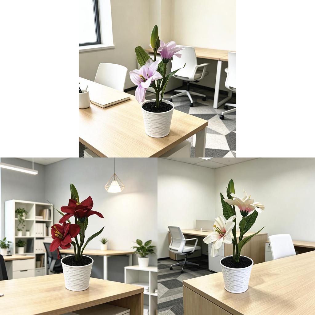 Lily Artificial Plant Decor For Home Office With Realistic Faux Flowers And Elegant Base