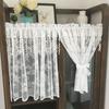 1pcs White Embroidered Short Curtains Translucent Gauze Curtains Decorative Curtain