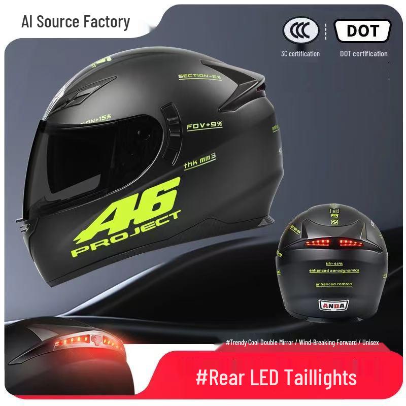 3C Certified Full Face Motorcycle Helmet for Men & Women - All-Season, Trendy Autumn/Winter Design