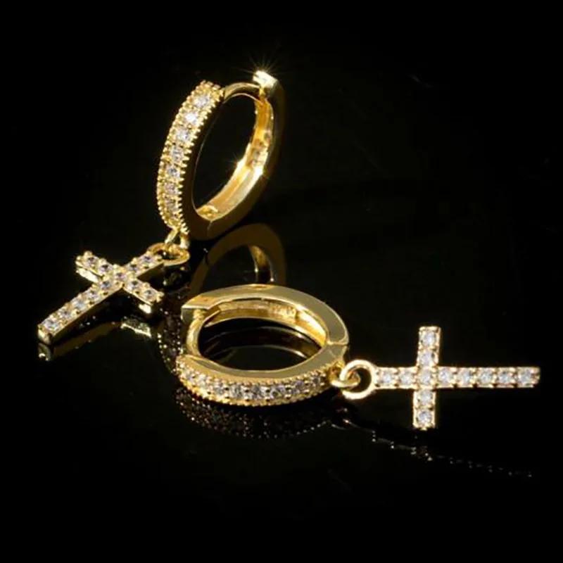 High-End Small Cross Earrings For Women Sparkling Zircon Inlay Daily Style Personalized Jewelry