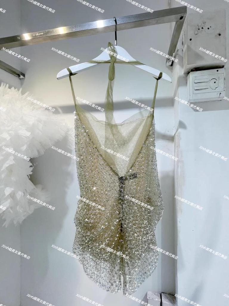 Sparkly Sequin Strappy Mesh Lace-up Backless Mini Dress - Sexy Hot Girl Style