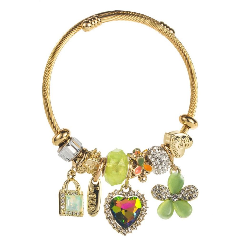 Heartshaped Stainless Steel Jewelry Bracelet With Sparkling Accents For Female Fashion