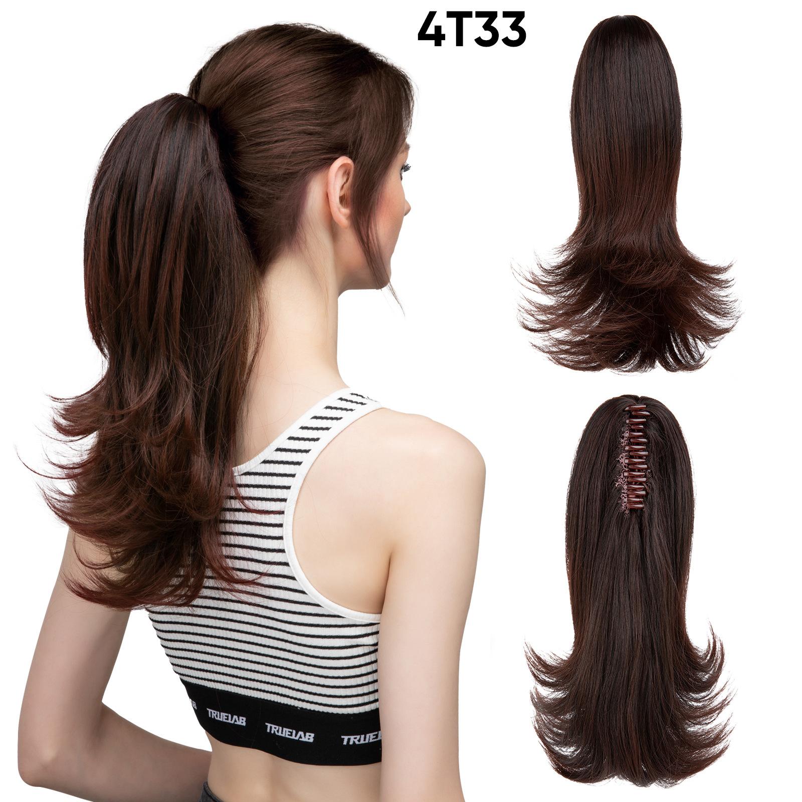 

Европейский и американский парик для женщин, короткий конский хвост, слегка вздернутый, короткий, вьющийся, химический волокно, высокий конский хвост 12inch