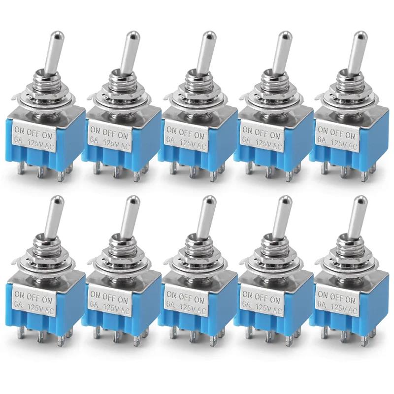 10PCS ON-OFF-ON / ON-ON Miniature Toggle Switches Mini MTS-102 103 202 203 Power Button Switch 3pin 6pin