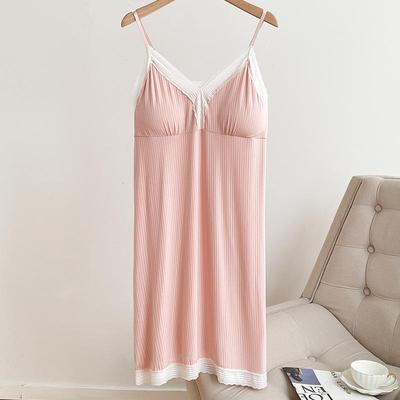 Damen Spitzen-Nachthemd mit Brustpolstern - Sexy, Locker, Abnehmbares Sommer-Camisole-Kleid