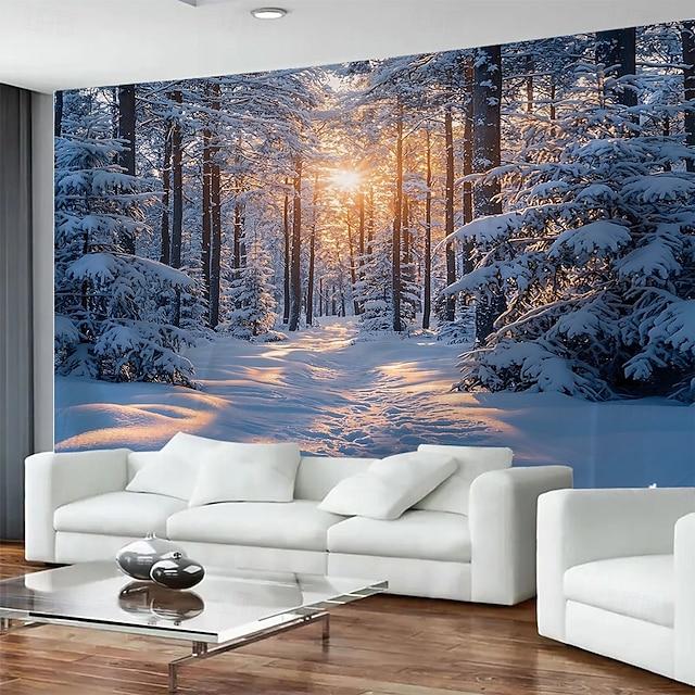 Tapestry winter forest sun snowy landscape 75x100 чёрный