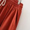 Spring Women Wide Leg Pants Fashion Summer  Casual Solid Embroidery Straight Sleeve High Waist Loose Drawstring Pocket Cotton Trousers