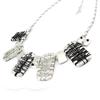 NOA [J2207] - Silver-black 'Quadrillage' Designer Necklace