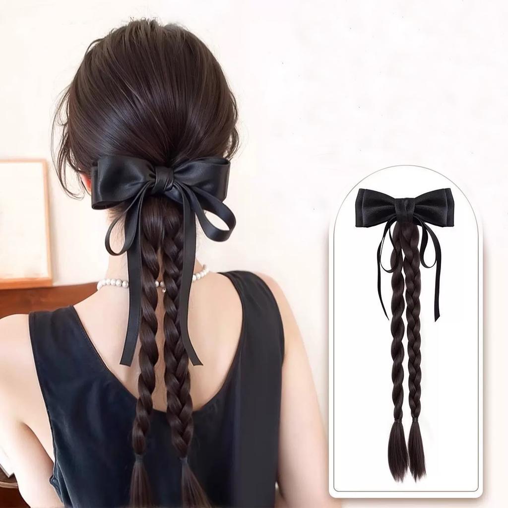 AWAYTR Satin Bowknot Wig Tassle Duckbill Hairpin Floral Hair Clips Valentine Headwear Girl Hair Accessories Festival Gift