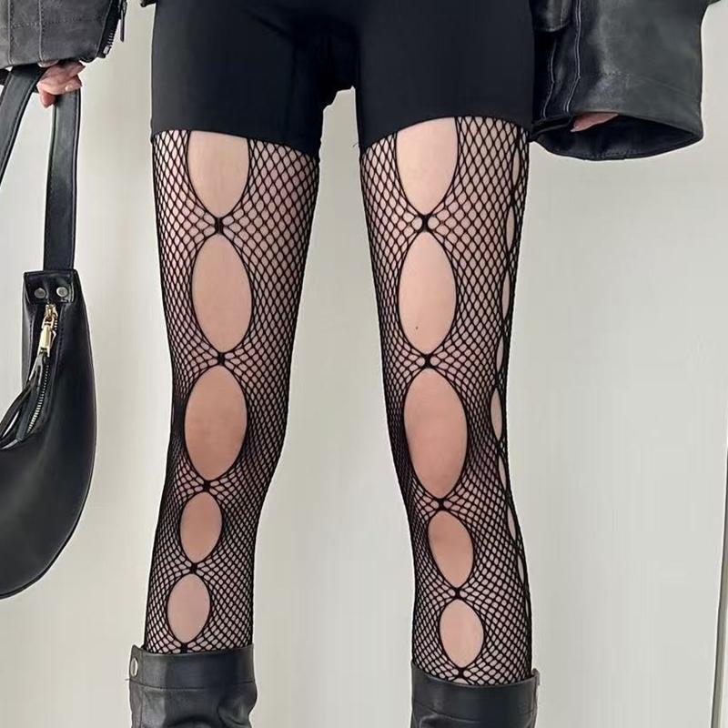 Summer Fishnet Women Tights Hollow Out Thin Mesh Pantyhose Female Gemoetric Hole Design Y2K Sexy Bottom Stockings Woman Hosiery