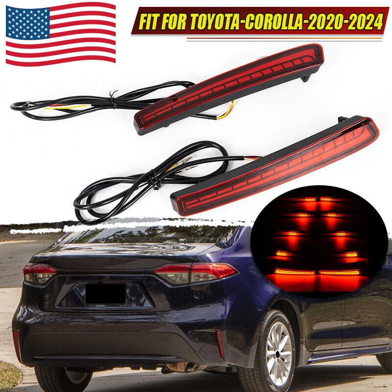 2x Rear Bumper Tail Brake w/ Turn Signal Lights Red For 2020 2021 Toyota Corolla