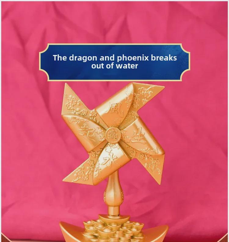 Fortune-Enhancing Yuanbao Windmill: Rotating Metal Feng Shui Desktop Ornament