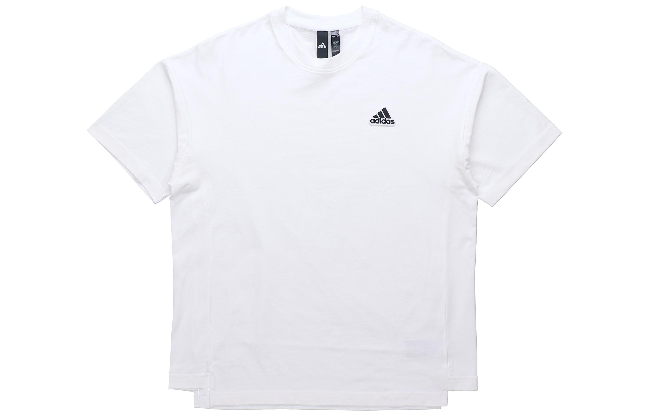 

Adidas T Shirts Men s White Crew Neck Moderate Straight Fit HA3646 L