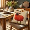 1Pc Vintage Oil Painting Red Sheep Printed Throw Pillow Cover,Suitable For Sofa,Bedroom,Living Room,A Fun Gift For Animal Lovers