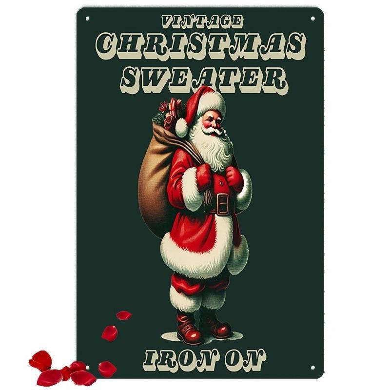 Vintage Merry Christmas Metal Sign, Retro Holiday Wall Decor 20x30cm