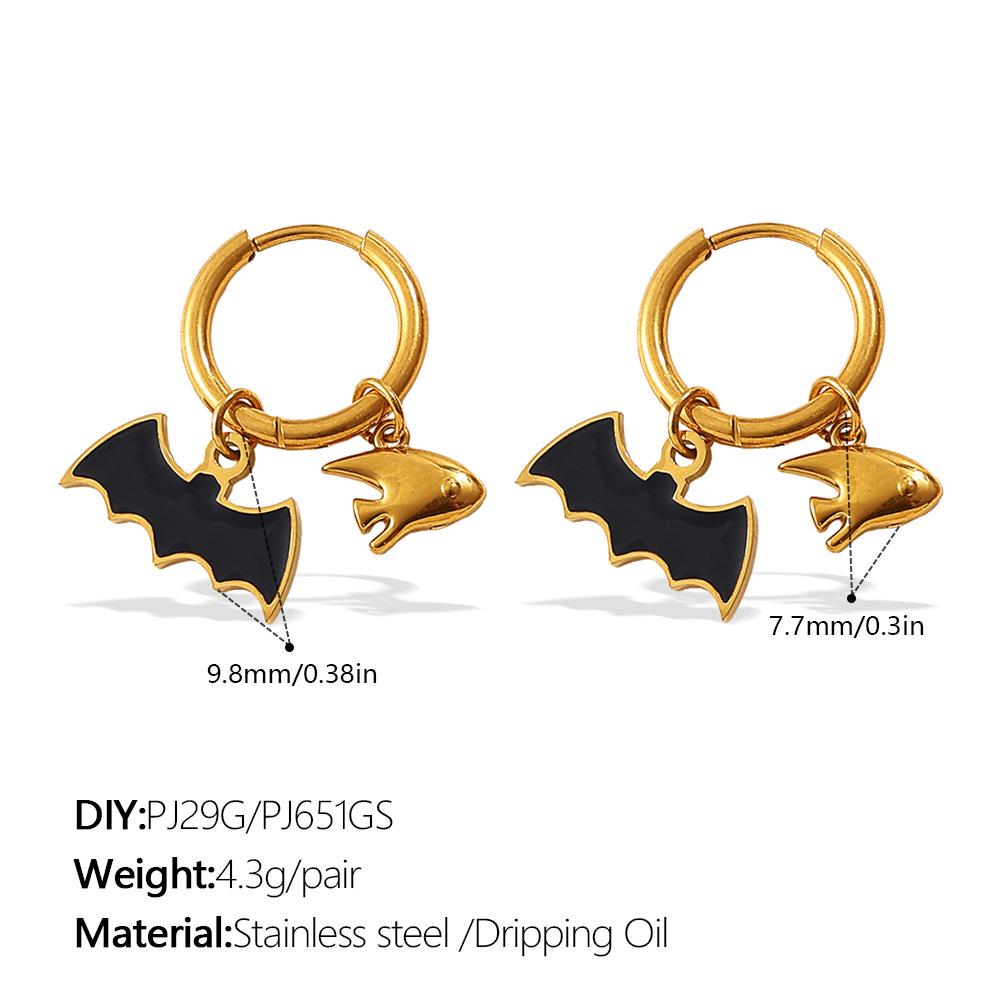 European & American Christmas Pumpkin Pendant Earrings: 18K Gold-Plated Stainless Steel, Versatile Drip Oil Design for Women