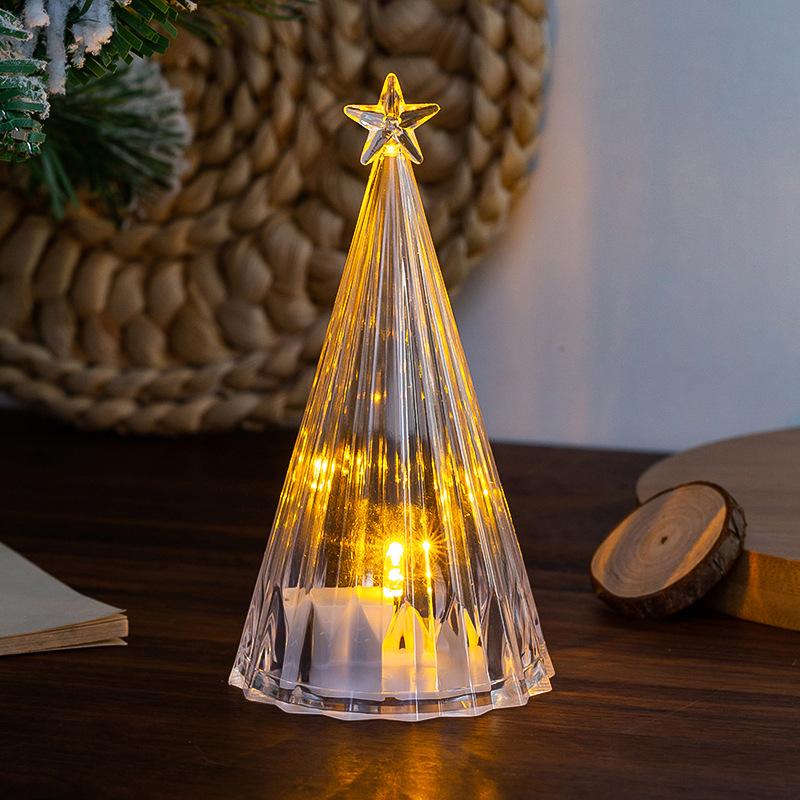 

4 PCS Childrens Christmas Gift Mini Crystal Creative Night Light Christmas Tree Christmas Atmosphere Decoration Desktop Ornament