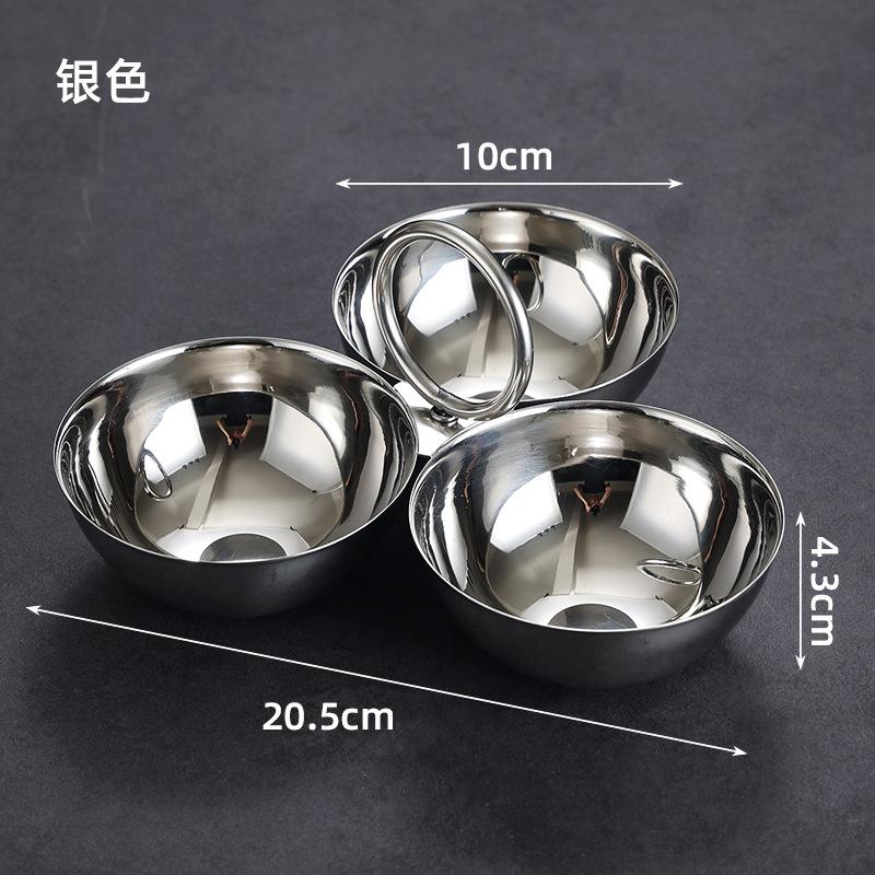 

Stainless Steel Three Grid Plate, Metal Bowl, Circular Hand-held Tray, Tableware, KTV Snacks, Melon Seeds, Candy, Nut Plate