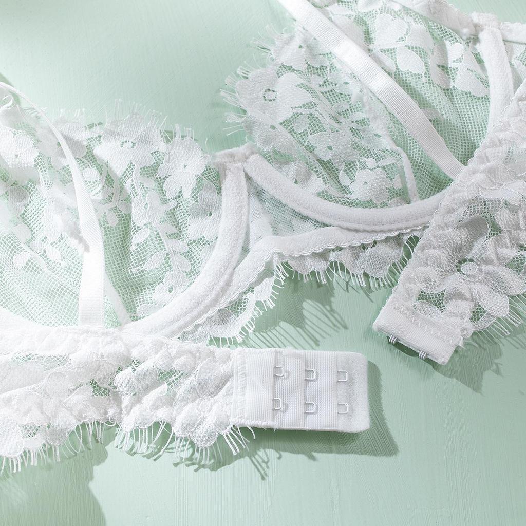 Elegant Lace Five-Piece Lingerie Set with Neck See-Through Design - Valentine's Day Hot Sale